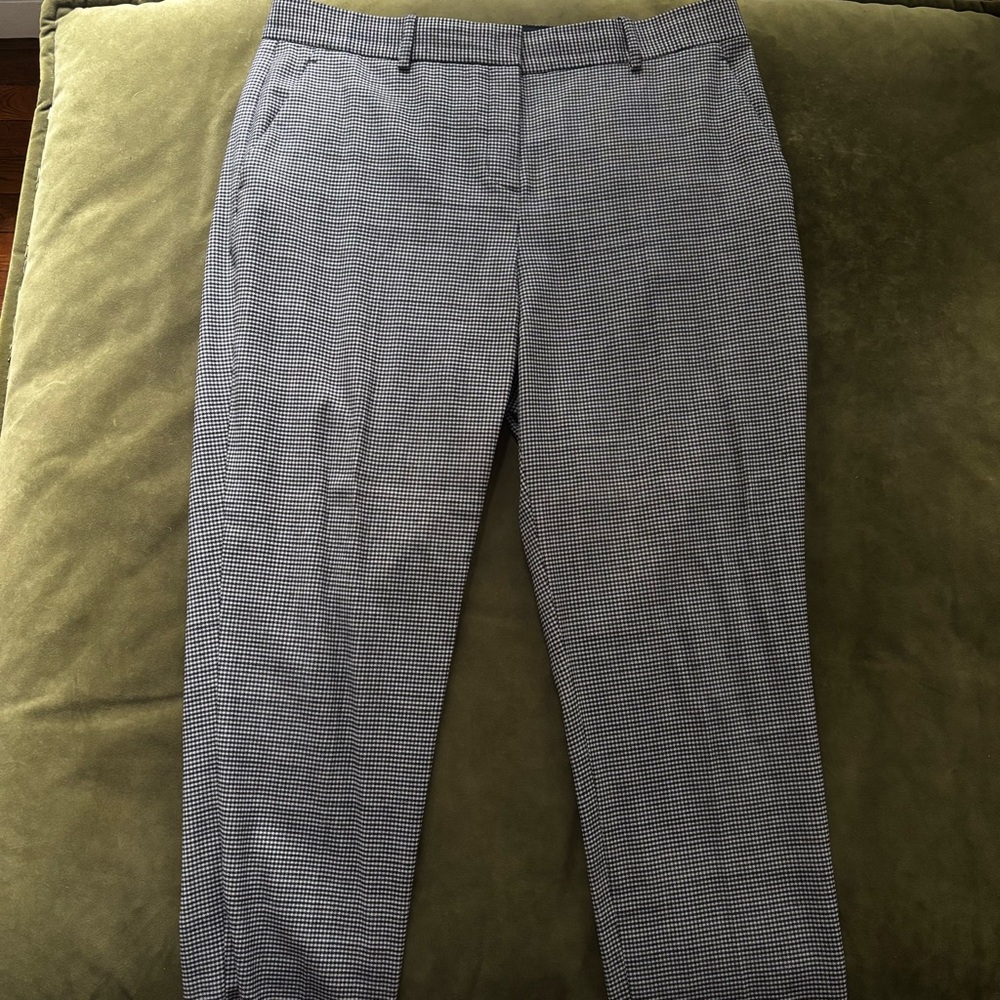 Theory Houndstooth Wool Blend Trousers Sz 10